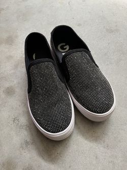 Size 7 Black Platform Slip-On Sneakers