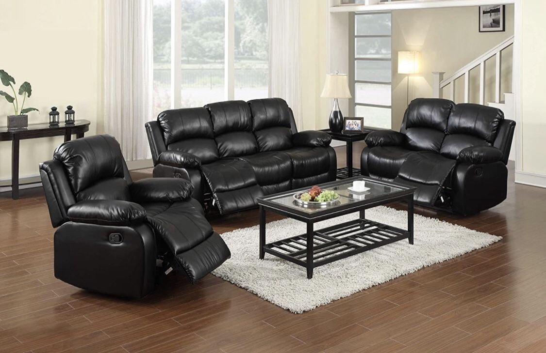 Black sofa Loveseat Chair . New