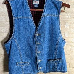 VTG Lucchesse 1883 Western Denim Lined Jean Motorcycle Biker Vest Jacket Large