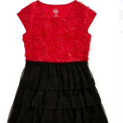 Black & Red Flowers Flounce Dress 