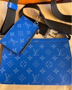 Authentic LOUIS VUITTON Gaston Wearable Wallet Blue Monogram Canvas Shoulder