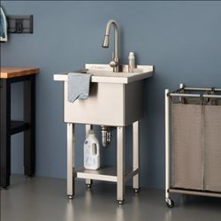 TRINITY 18" x 16" x 13" Stainless Steel Utility Sink with Pull-out Faucet