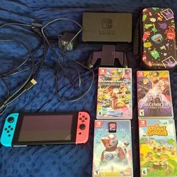 Standard Nintendo Switch Full Setup + 5 Games (Also Selling Separately) + 128 GB SD card - Local Pickup Only