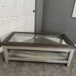 Solid Wood & Glass Top Coffee Table