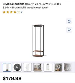 Style Selections Camryn 23.75-in W x 18-in D x 82-in H Brown Solid Wood closet tower