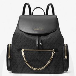 Michael Kors Black Jet Set Large Logo Backpack
