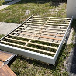 White Queen Bed Frame and Headboard + Mattress
