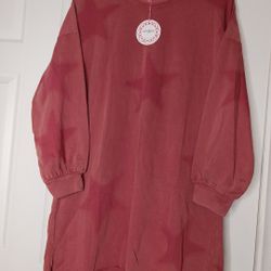 NWT LG. Umgee star mineral wash sweatshirt Pullover dresses PJ ROSEWOOD Y2K Stre
