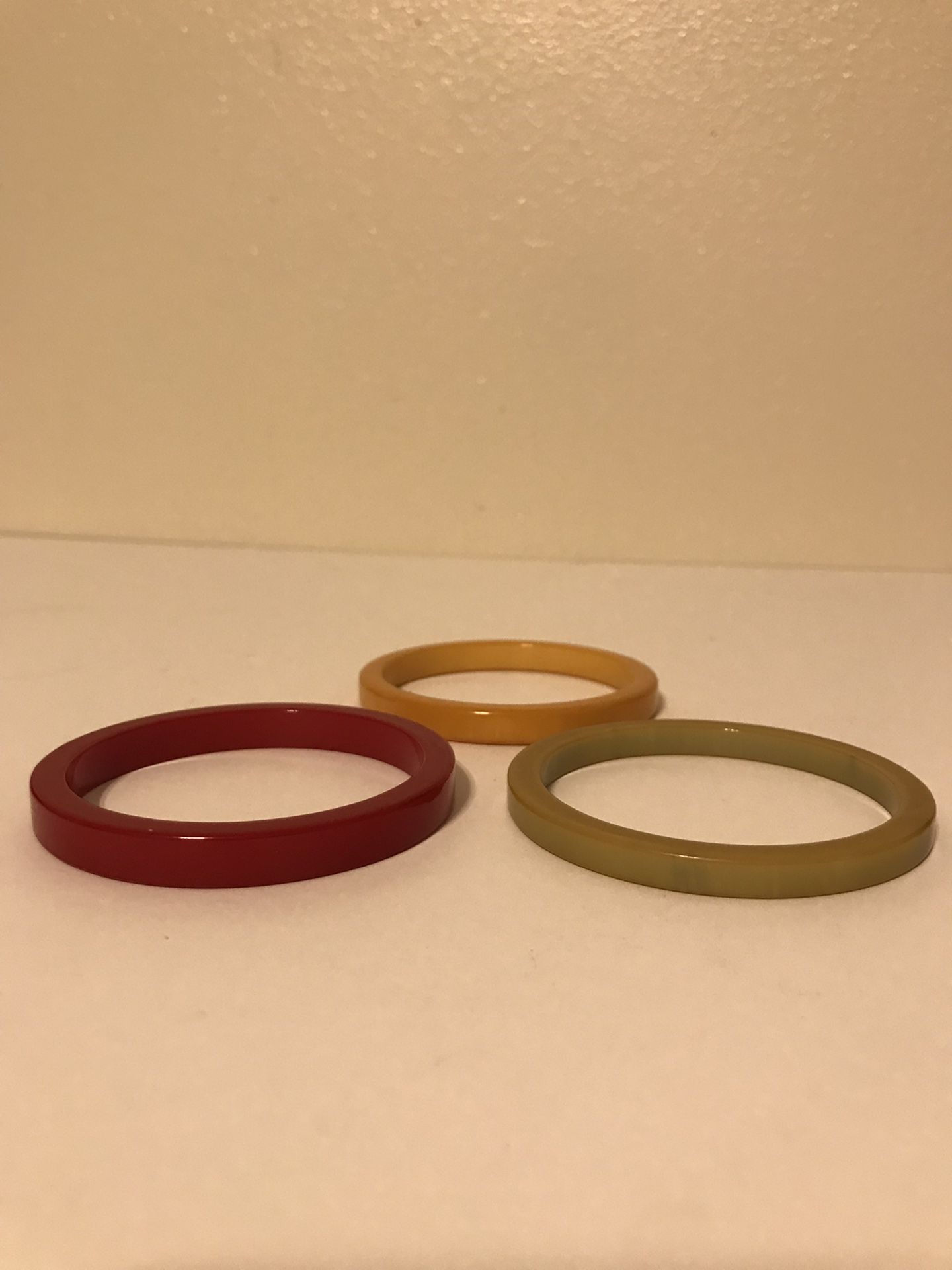 Antique Set of 3 Large Different Colored BakeLite Bangle Bracelets