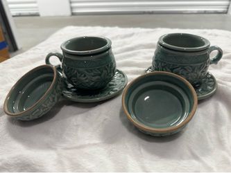 Set of 2 Jade Tea Filter Tea Cup Sets