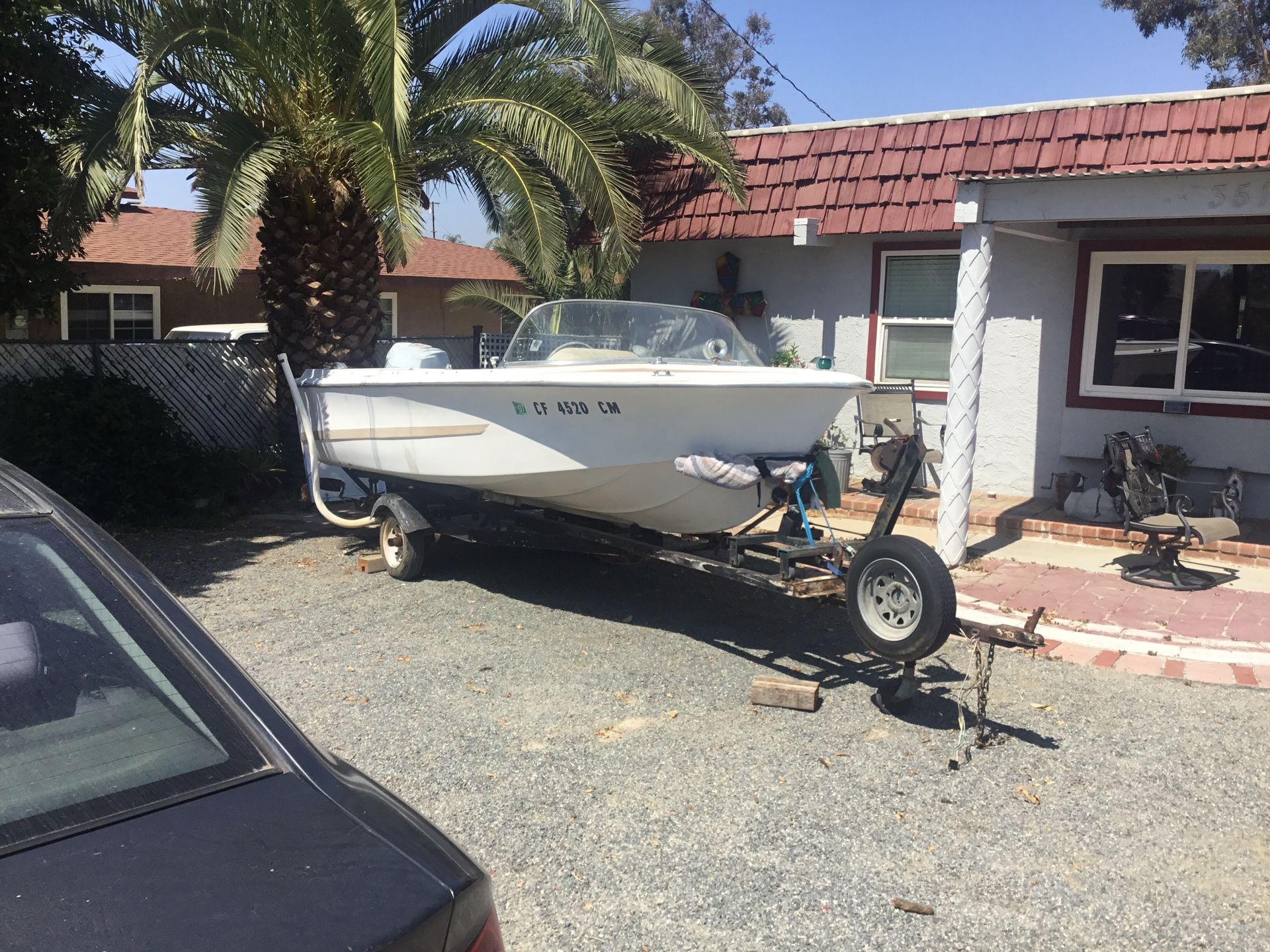 16’ Long Boat With Trailer, Needs Work - As-is