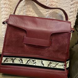 Sam Edalman Leather Suede Cranberry Handbag 