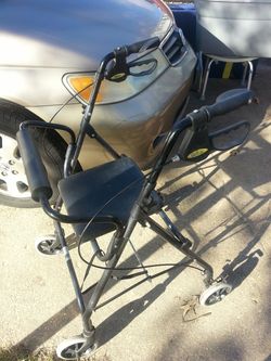 Light weight fold up walker chair adjustable new