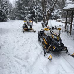 Snowmobiles And Trailer