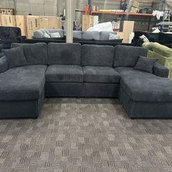 Double Chaise Black Sectional 