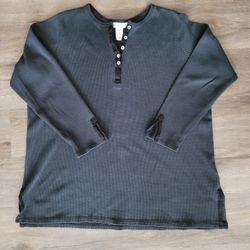 Size 1X Black Waffle Henley!