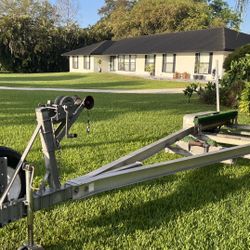 Aluminum Dual Axel Trailer Up To 27’ Boat . New Lights. Good 15’ Wheels With 6 Lug Hubs. Ready To Load…