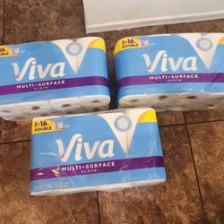 New Packages of Viva Multi--Surface Cloth Paper Towels 8 Double=16 Single Rolls