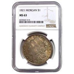 1921 Morgan Silver Dollar - NGC MS63 - Natural Toned, Beauty! Final Year of Issue!