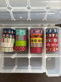Washi Tape and Bead Plastic Organizer