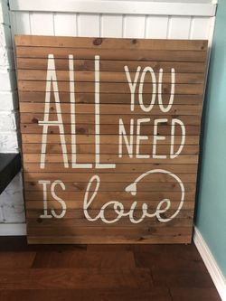 Large All You Need Is Love Wooden Sign. Perfect For Wedding Or Home Decor, 