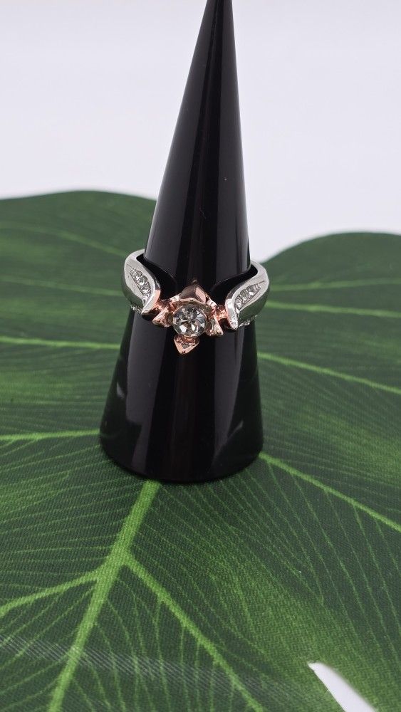 Two Tone Silver Tulip Ring Size 8