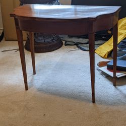 Antique Mahogany Card Table With Inlaid Mahogany. Folds Out As Is.