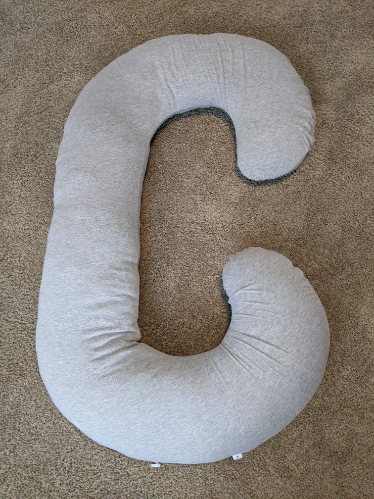 PharMeDoc Pregnancy Pillow, C-Shape Full Body Pillow and Maternity Support ( Grey Jersey Cover)