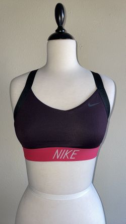 NIKE pro sport bra in deep purple/black straps/pink band women’s size small
