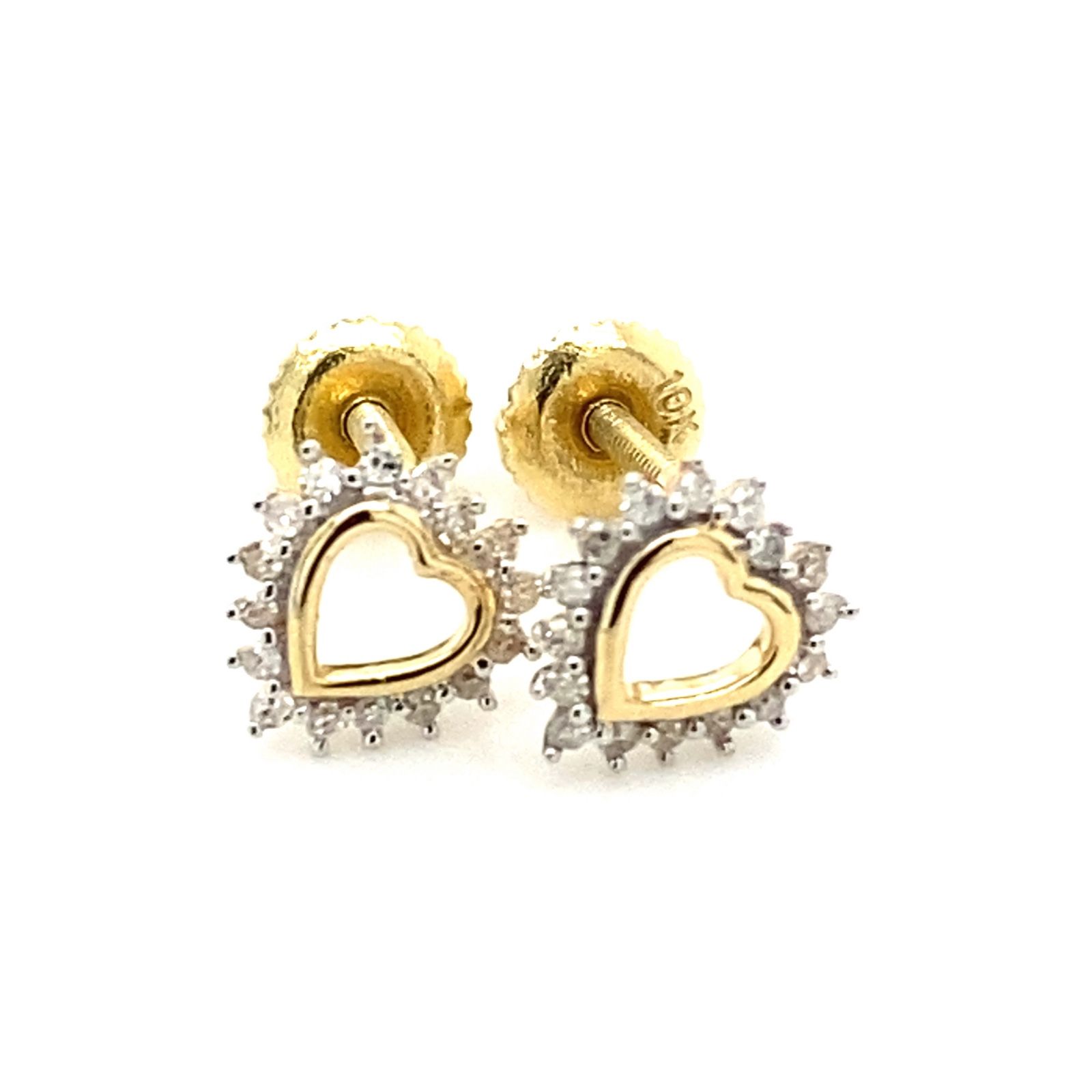 10k Gold Diamond Earrings Tiny Hearts .10ctw .7grams 141580 14