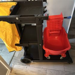 Janitorial Cart And Mop Bucket 