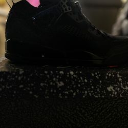 •	Model: Air Jordan 4 	•	Colorway: Black Cat (all black everything)