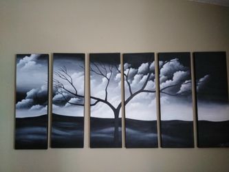 Stunning hand painted 6 panel canvas painting
