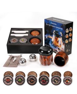 Electric Cocktail Smoker Kit with Unique Charred Wooden Glasses