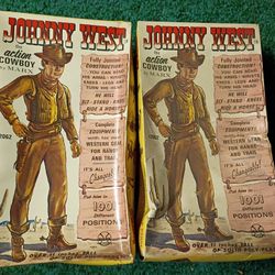 2 Johnny West By Marx  Action Cowboy Action Figures With Box! 