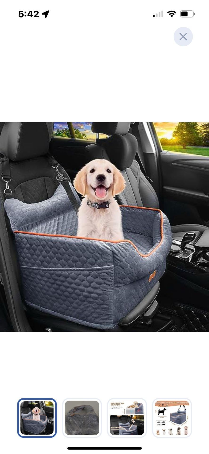 “New”Pet Memory Foam Elevated Car Booster Seat ,bed W/safety Belt(front Or Back Seat)retail$79
