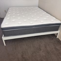 Queen Mattress and Metal bed frame