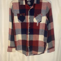 Arizona Jean co Boys, Long Sleeve Button-Down 100 % cotton Plaid Shirt, Size, L 14/16