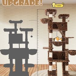 Cat Tree Tower for Indoor Kitties/Larger Cat Condo Furniture with Hammock/Cozy Pussycat Perches/Sisal Scratching Posts/Pet House/Wide