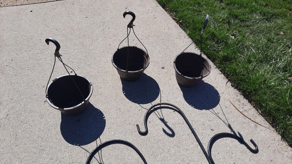 2 Shepherds Hooks, 6' Tall, Single & Double Hook, Flower Pots