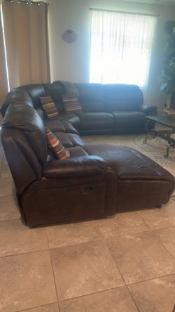 Dark brown leather couch