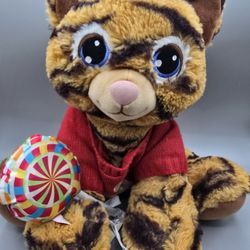 Build A Bear Baby Tiger Cub 15" Shirt Lollipop Retired 2017 Blue Eyes