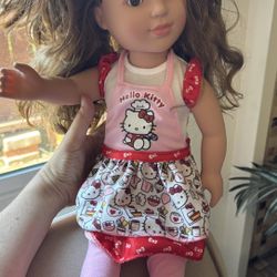  "My Life As" doll dressed in a "Hello Kitty" themed outfit. 
