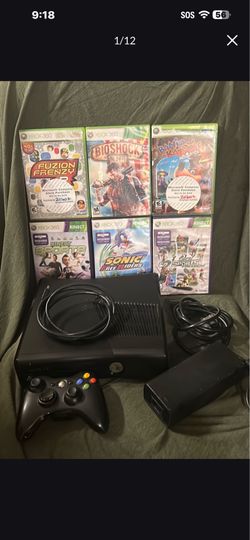 Xbox 360 Slim Bundle - Ready to Play! (10 Games + Controller)