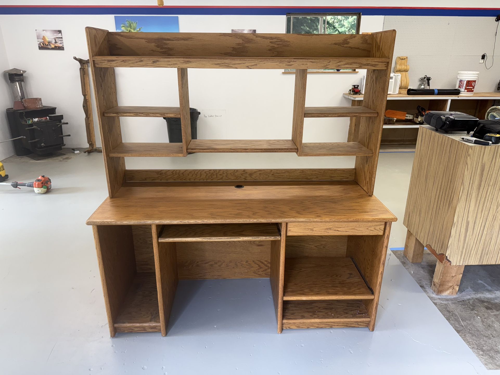 Desk With Removable Oak Shelves