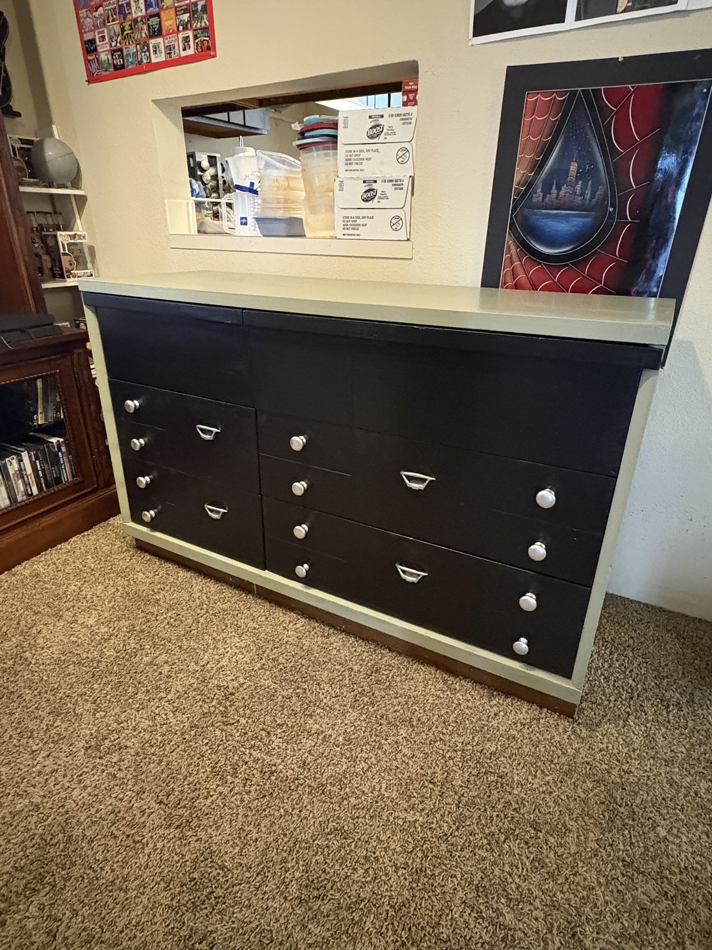 6-Drawer Mid-Century Sage Green Dresser