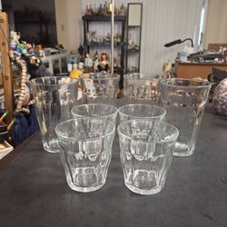 Duralex Picardie Made In France Set Of 8 Glass Tumblers-4-8OZ & 4-16OZ In Excellent Condition - Looks Like New