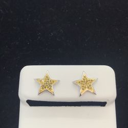 Gold 10k Diamond Earrings New 