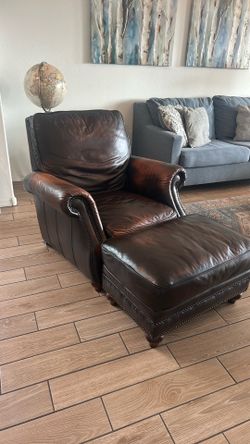 Leather recliner and footrest