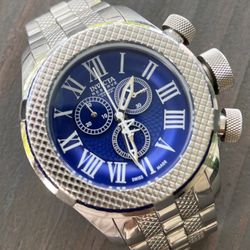 Invicta Reserve Bolt Men Model 17161 Swiss Chronograph Watch SS Blue Dial